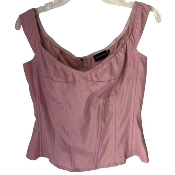Pretty Little Things Woman's Size 8 Stretch Woven Scoop Neck Pink Corset Bustier - Picture 1 of 5